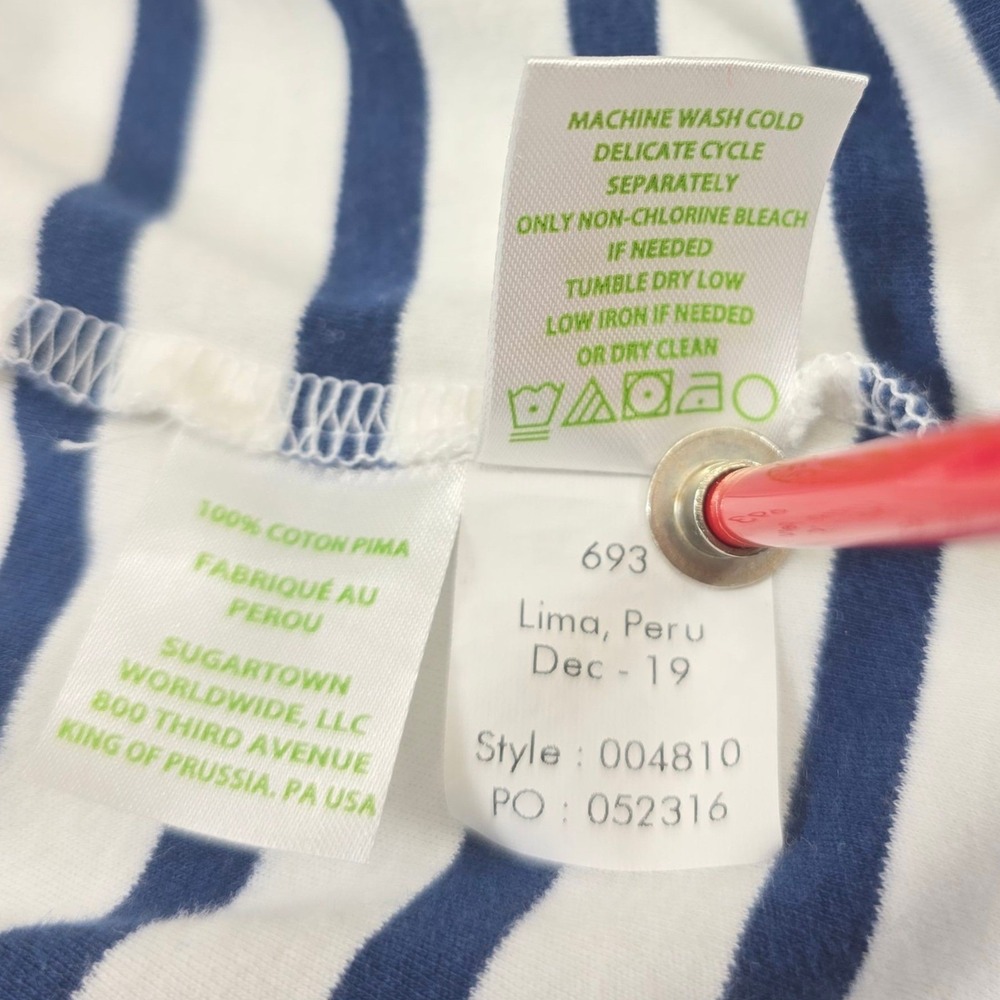 Lilly Pulitzer Striped T-Shirt Dress Puff Sleeve Blue White Size L - Picture 7 of 9